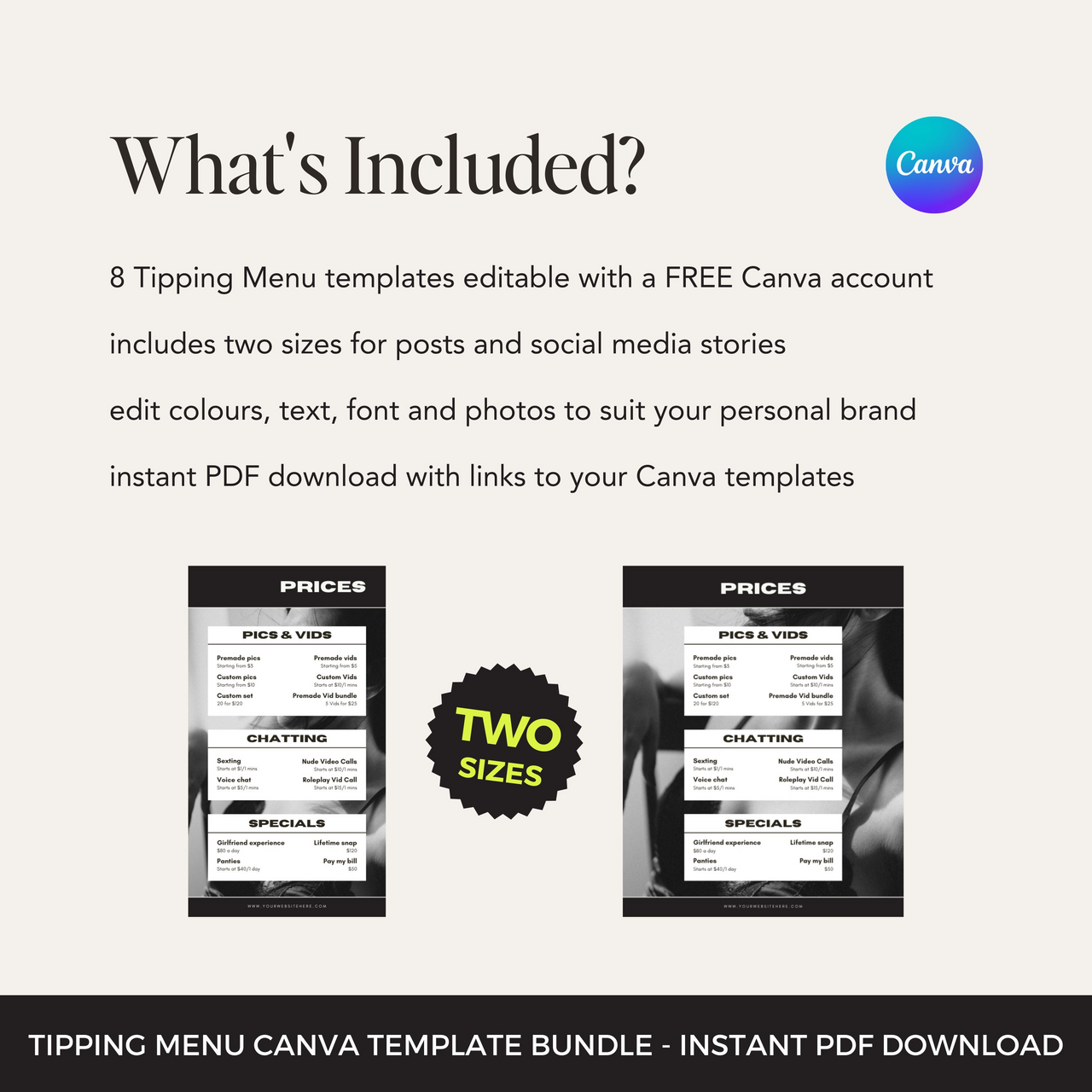 Onlyfans Tipping Menu Bundle