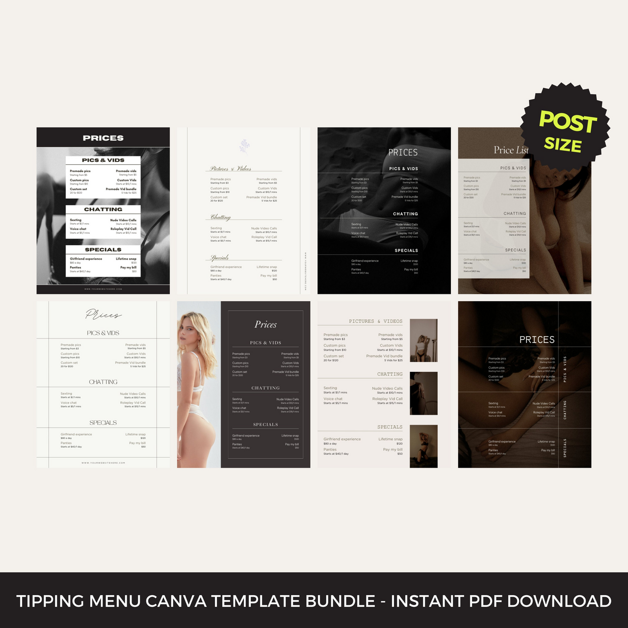 Onlyfans Tipping Menu Bundle