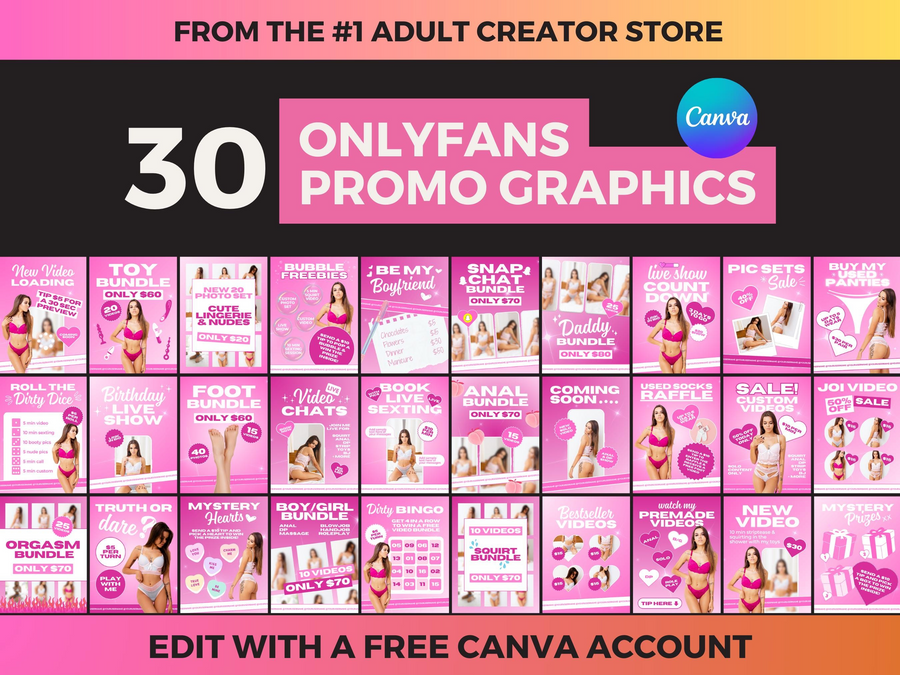 Onlyfans Promotion Graphics: 30 Editable Designs for Creators, Games, Bundle Sales & More