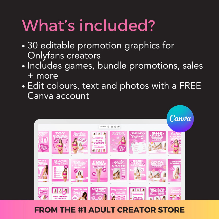 Onlyfans Promotion Graphics: 30 Editable Designs for Creators, Games, Bundle Sales & More