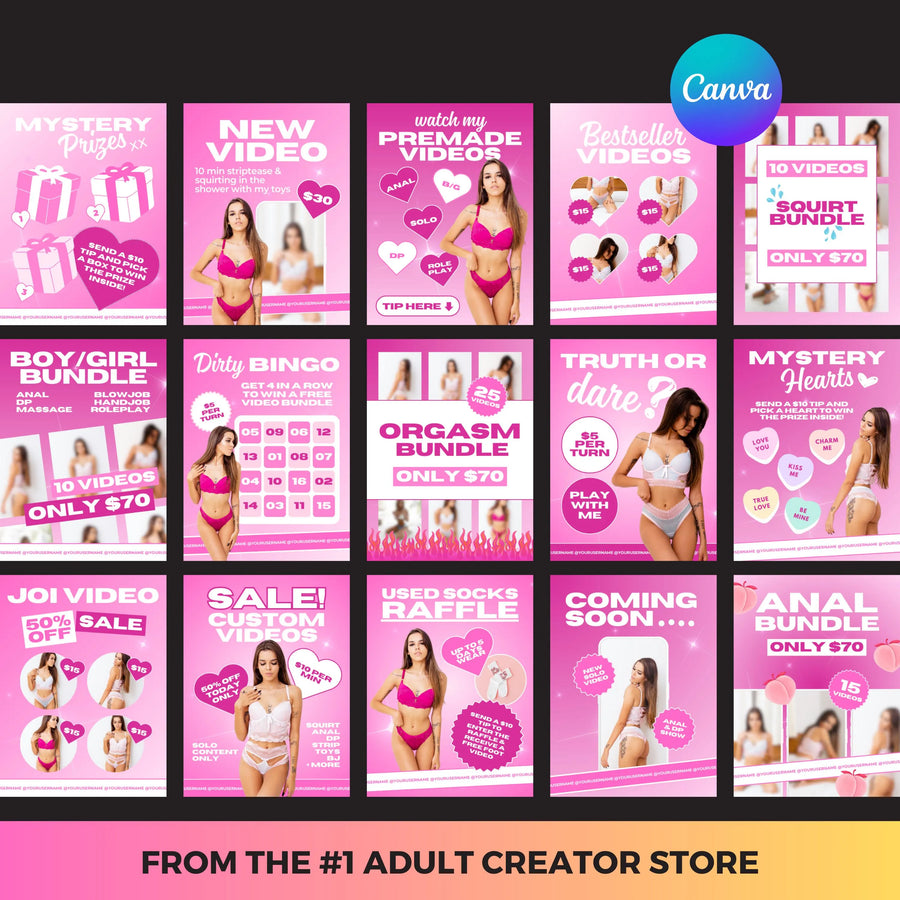 Onlyfans Promotion Graphics: 30 Editable Designs for Creators, Games, Bundle Sales & More