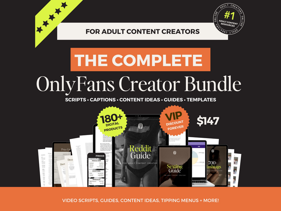 OnlyFans Creator Bundle - 180+ Digital Products | Scripts, Captions, Content Ideas, Guides & Templates