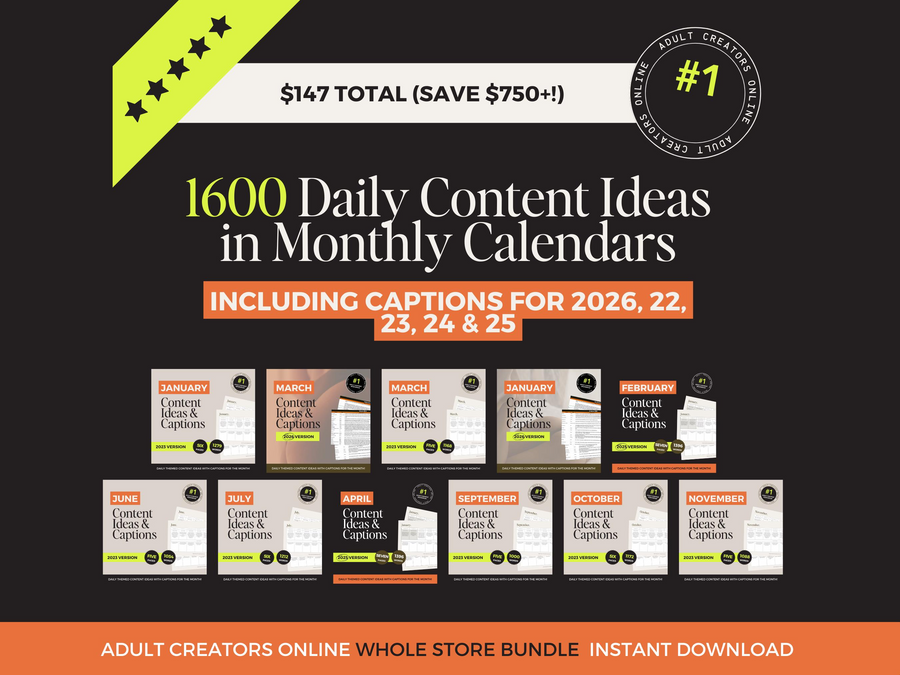 OnlyFans Creator Bundle - 180+ Digital Products | Scripts, Captions, Content Ideas, Guides & Templates